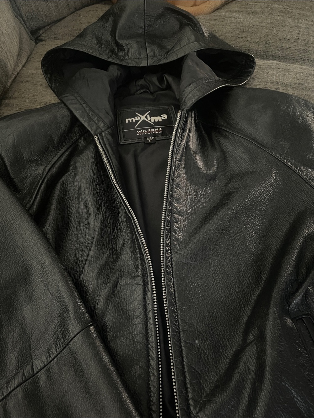 Wilsons Leather Black Hooded Leather Jacket